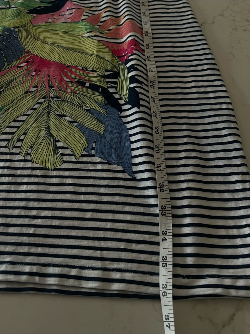 Tommy Bahama Navy White Striped Tropical Floral Cotton Dress Medium - Picture 12 of 12